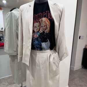 David N. Petites Beige Skirt Suit – Size 4P – Classic Tailored Set